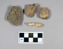 Bone, faunal remain, mammal, one calcined, fragments; possible bird, fragments