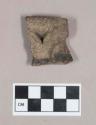 Ceramic, earthenware rim and handle sherd, molded handle, possible incised body, shell-tempered