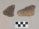 Ceramic, earthenware body and handle sherds, incised, shell-tempered