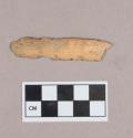 Worked animal bone fragment, rib fragment, notched, possibly incised
