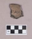 Ceramic, earthenware rim sherd, molded and incised decoration, possible cord-impressed rim, shell-tempered