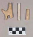 Worked antler cylinders, one calcined; worked antler fragment, perforated