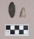 Chipped stone, projectile point, triangular; chipped stone, scraper