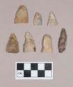 Chipped stone, projectile points, triangular; chipped stone, scraper