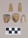 Chipped stone, projectile points, triangular; chipped stone, scrapers
