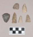 Chipped stone, projectile points, triangular; chipped stone, scrapers