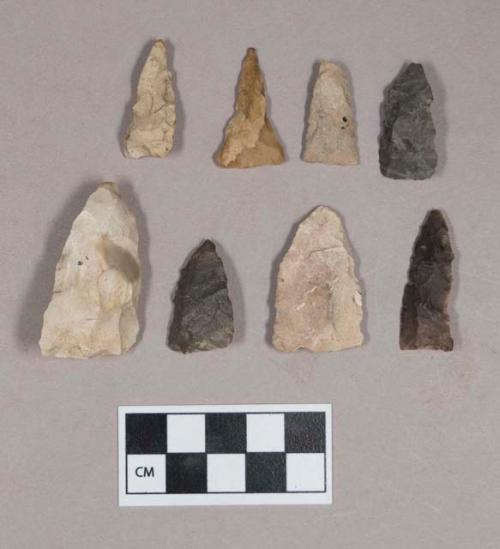 Chipped stone, projectile points, triangular; drill