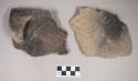 Ceramic, earthenware rim, handle, and body sherds, cord-impressed rim and handle, cord-impressed and incised body, incised with possible Ramie design, shell-tempered