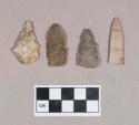 Chipped stone, projectile points, lanceolate and triangular; scraper