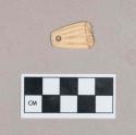 Worked animal bone object fragment, flat, incised, one perforation