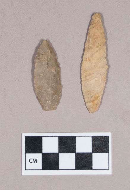 Chipped stone, projectile points, lanceolate and leaf-shaped
