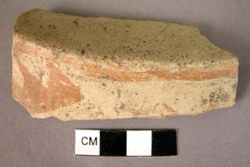 Potsherd, 3 fragments of bases - red paint on white slip (Wace & Thompson, 1912,