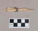 Worked animal bone perforator fragments, flat; tied together with string