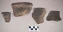 Ceramic, earthenware rim and handle sherds, incised, some with possible Ramie design, shell-tempered