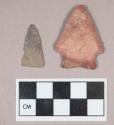 Chipped stone, one stemmed projectile point and one bifacial fragment