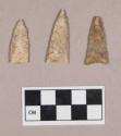 Chipped stone, projectile points, triangular; biface fragment