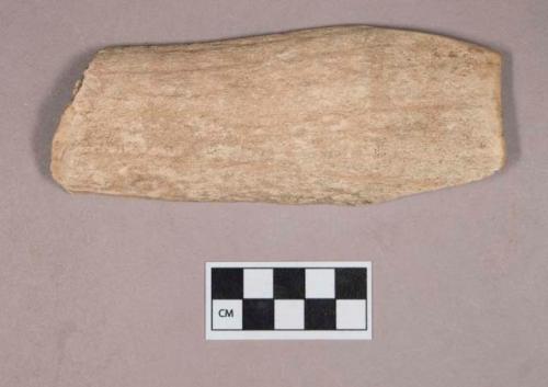 Worked antler, flat rectangular object fragment, one end sharpened