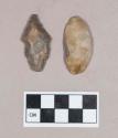 Chipped stone, projectile point, stemmed; prismatic blade, with possible retouching or use wear