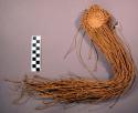 Basket, unfinished, twisted & woven grass, dark brown & natural