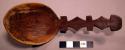 Spoon, carved wood, geometric design handle, ladle worn