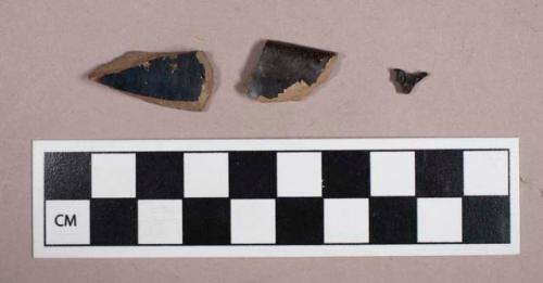 Ceramic, earthenware, black glazed redware body and rim sherds