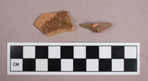 Ceramic, earthenware, brown glazed redware body sherds