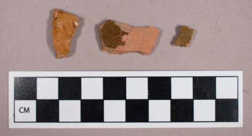 Ceramic, earthenware, brown glazed redware body sherds