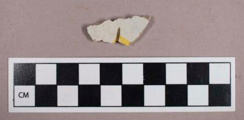 Ceramic, refined earthenware, yellow and green painted peralware body sherd