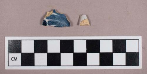 Ceramic, earthenware, blue painted tin-glazed earthenware body and rim sherds