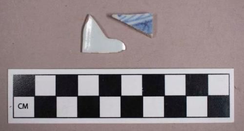 Ceramic, refined earthenware, blue painted porcelain body sherds