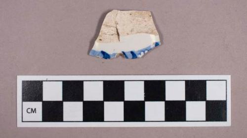 Ceramic, refined earthenware, blue transfer print pearlware body sherd