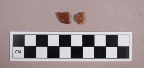 Ceramic, earthenware, red glazed redware body sherds