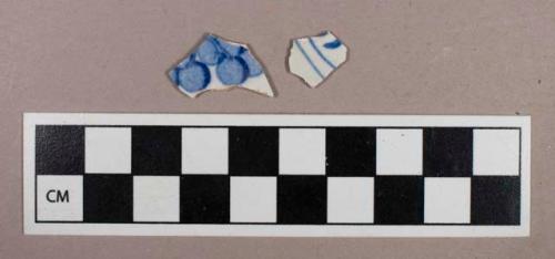 Ceramic, refined earthenware, blue transfer print pearlware body sherds