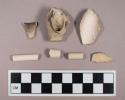 Kaolin, pipe stem and bowl fragments, bowl includes maker's mark, 4/64 bore diameter