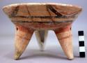 Small polychrome pottery tripod bowl