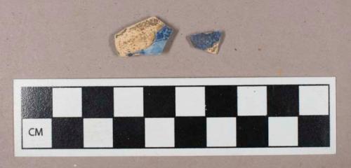 Ceramic, earthenware, blue painted tin-glazed earthenware body sherds