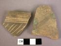 2 potsherds of painted and seraffito ware