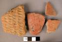 4 miscellaneous body sherds-includes 1 with impressed design