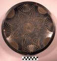 Circular dish, black slate