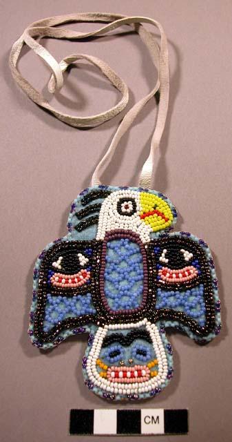 Pendant, beaded eagle & anthropomorphic  figure