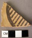 Rim potsherd; 2 potsherds - chocolate on cream, Dimini style of painted ware (Wa