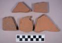 Ceramic, architectural, brick roof tile, one with boring, fragments