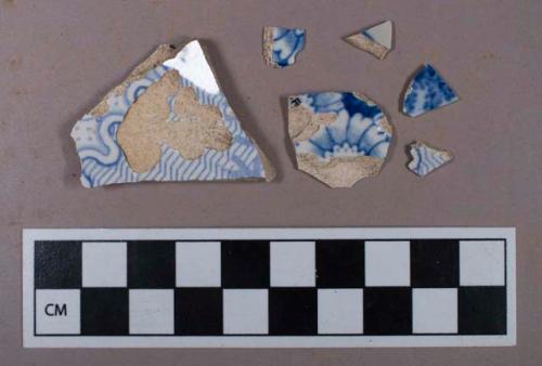 Ceramic, pearlware, blue transferprint, body sherds