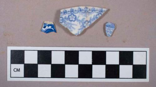 Ceramic, pearlware, blue transfer print, body and rim sherds