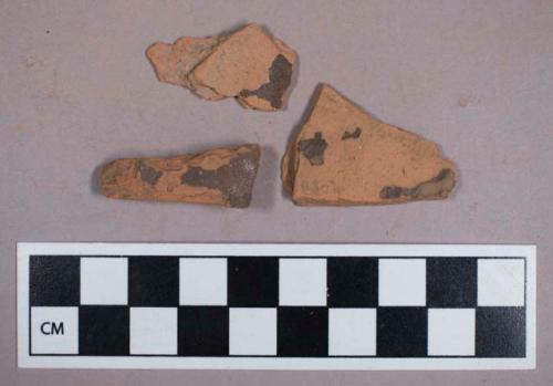 Ceramic, redware, brown lead glaze, body sherds