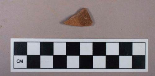 Ceramic, redware, brown lead glaze, body sherd