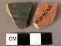 2 incised potsherds - black polished ware (Wace & Thompson, 1912, Type A5#)