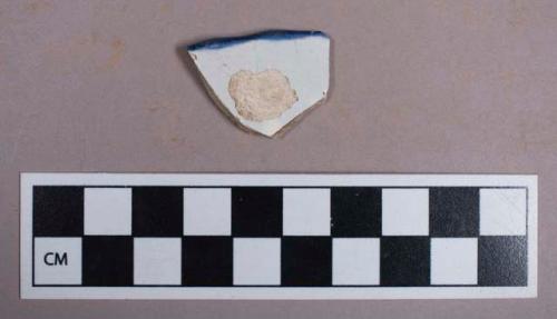 Ceramic, pearlware, blue shell edge decoration, rim sherd