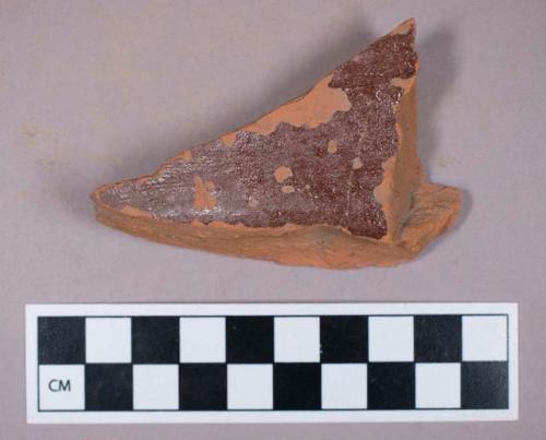 Ceramic, redware, brown interior lead glaze, body sherd