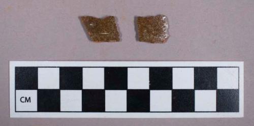 Ceramic, redware, brown lead glaze, body sherds